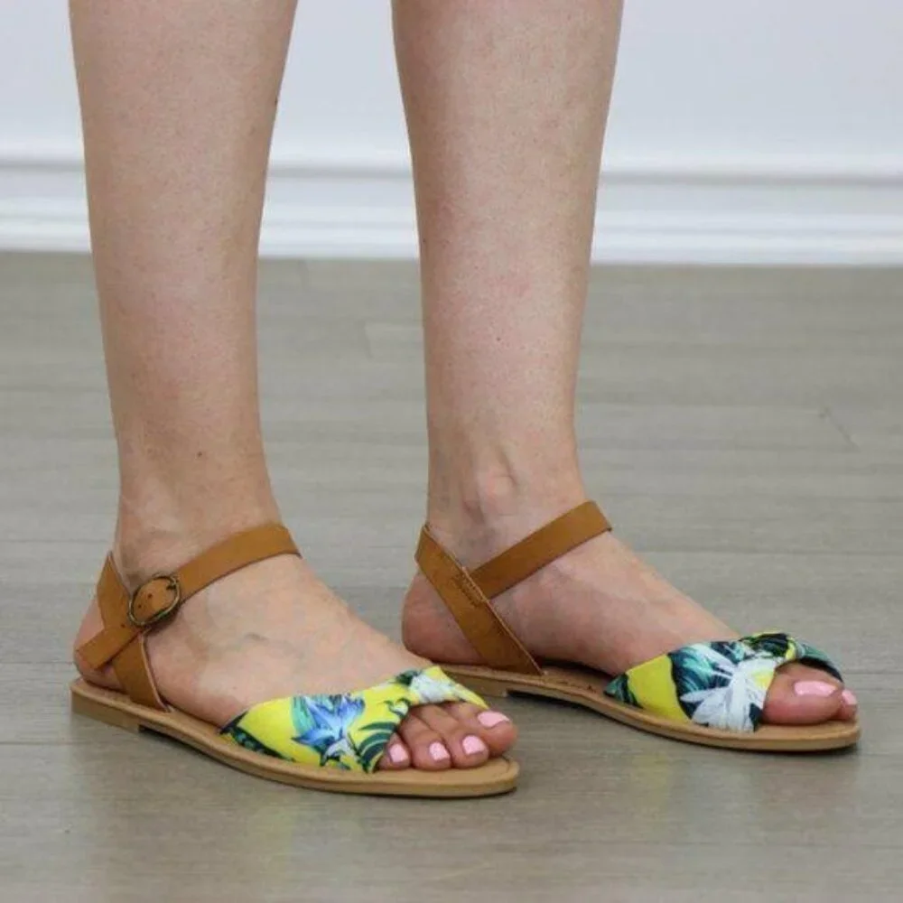Cute Floral Ankle Brace Flat Sandals - Picture 6 of 7